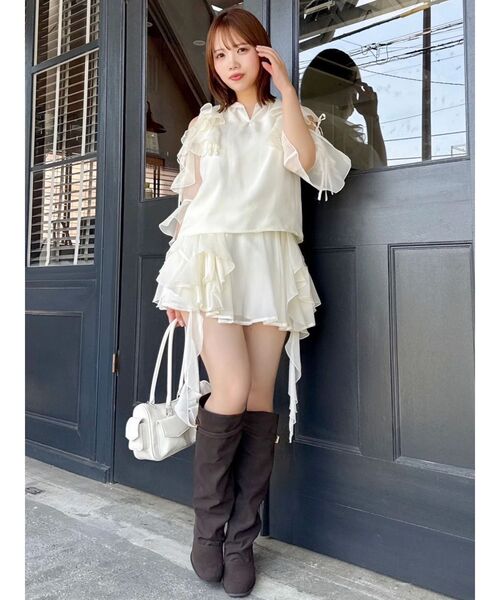 ブラウス シャツ シアーフルイドフリルブラウス レディース dazzlin ブラウス シャツ シアーフルイドフリルブラウス