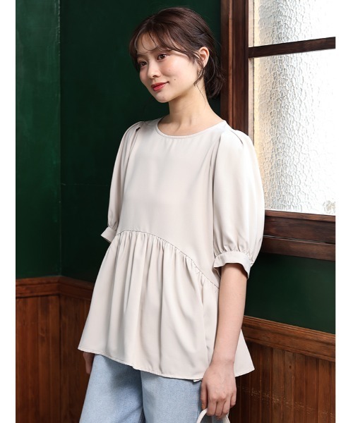 fifth（フィフス） ブラウス シャツ パフスリーブペプラムブラウス