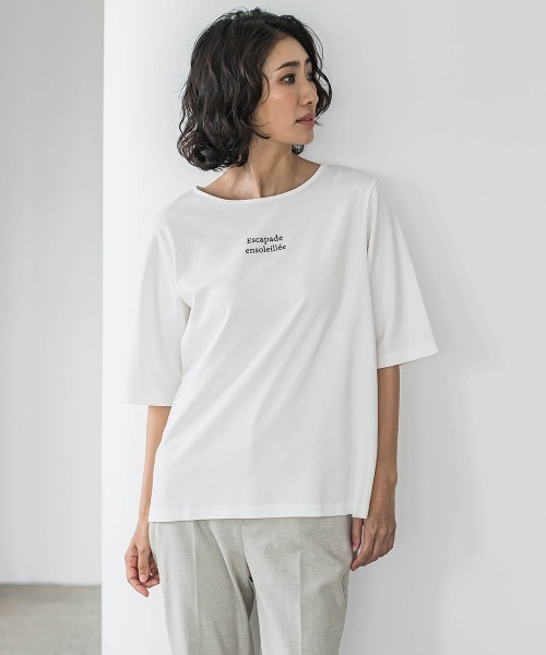 tシャツ 「biyori」刺繍ロゴTシャツ「洗濯機で洗える」 レディース