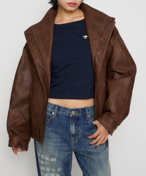 LAGUA GEM（ラグアジェム） ブルゾン アウター STAND NECK FAUX