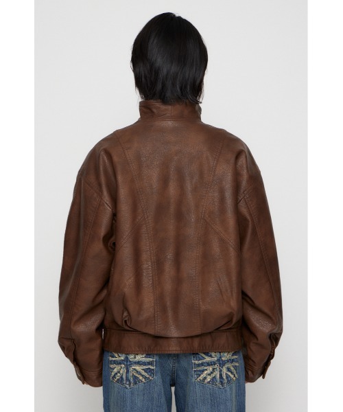 LAGUA GEM STAND NECK FAUX LEATHER ブルゾン LAGUA GEM | STAND NECK FAUX LEATHER ブルゾン (ブルゾン ) |SHEL