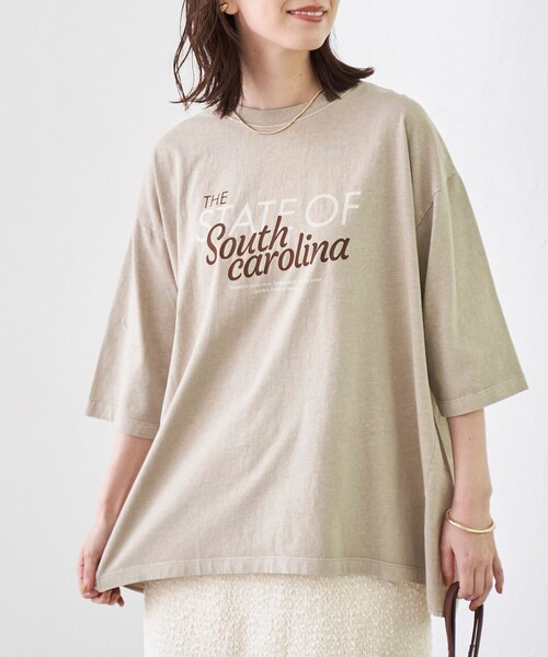 coen（コーエン） tシャツ ピグメントドッキング布帛五分袖Tシャツ
