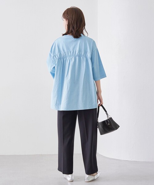 coen（コーエン） tシャツ ピグメントドッキング布帛五分袖Tシャツ