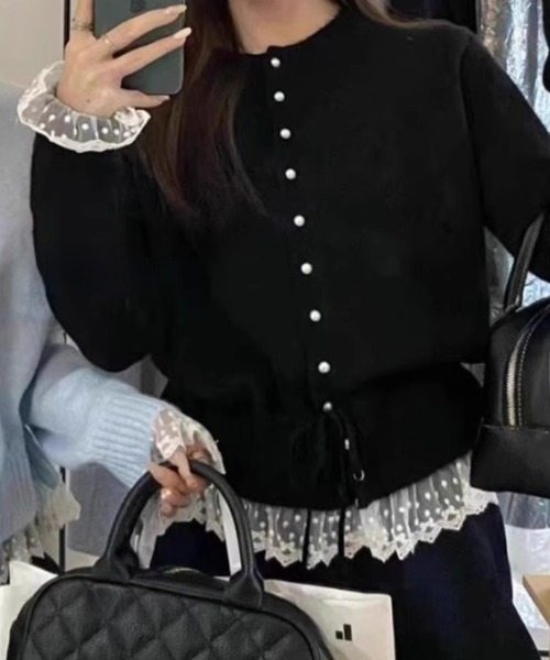 Lace Ladies（レースレディース） カーディガン パール ボタン 配