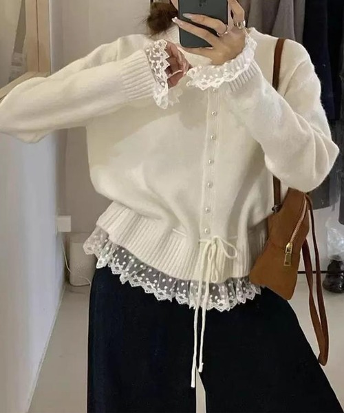 Lace Ladies（レースレディース） カーディガン パール ボタン 配