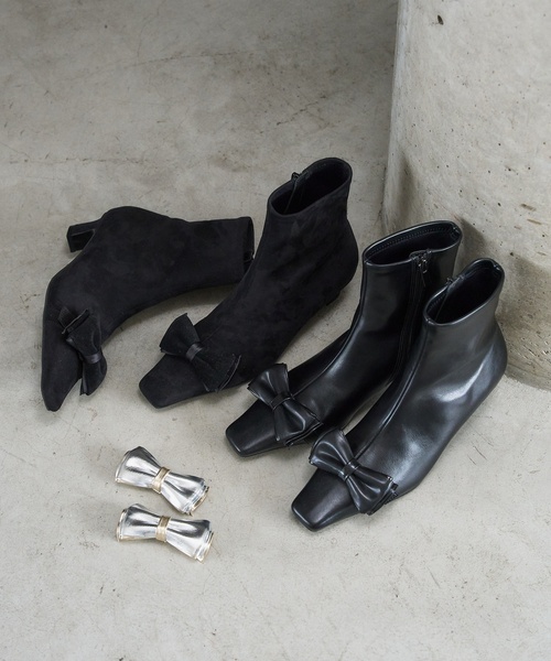 LE TALON（ル タロン） ブーツ 4.5cm2WAYリボンショートブーツ