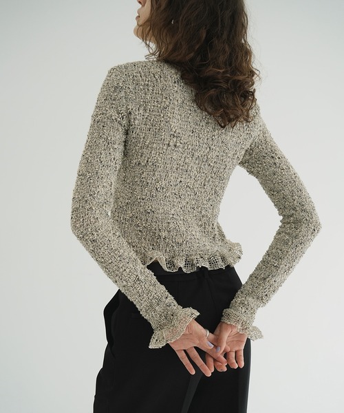 CLANE（クラネ） ブラウス シャツ MIX MESH GATHER SHIRT レディース