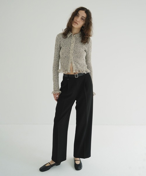 CLANE（クラネ） ブラウス シャツ MIX MESH GATHER SHIRT レディース
