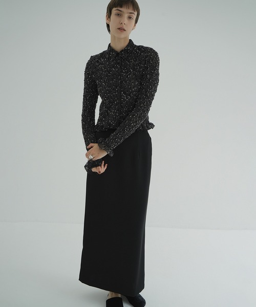 シャツ/ブラウス(長袖/七分) CLANE MIX MESH GATHER SHIRT クラネ CLANE MIX MESH GATHER SHIRT （IVORY） -ファッション通販