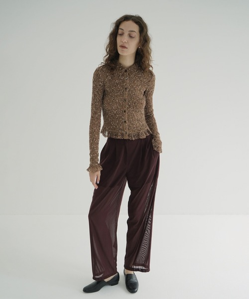 シャツ/ブラウス(長袖/七分) MIX MESH GATHER SHIRT  CLANE CLANE（クラネ） ブラウス シャツ MIX MESH GATHER SHIRT レディース