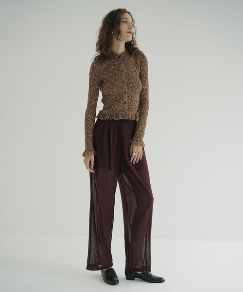 ブラウス シャツ MIX MESH GATHER SHIRT レディースの画像