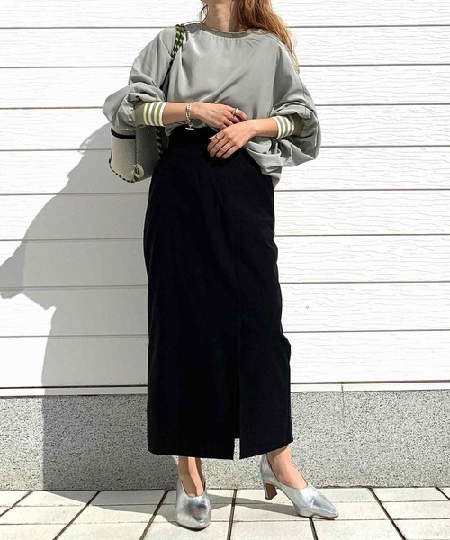 「Q」 ドルマンスリーブブラウス MEDIUM オリーブ レディース_画像2