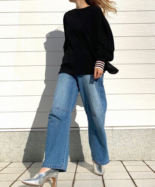 「Q」 ドルマンスリーブブラウス MEDIUM オリーブ レディース_画像7