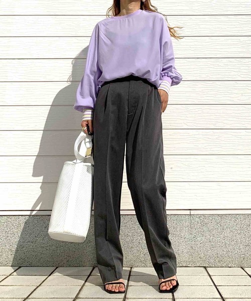 「Q」 ドルマンスリーブブラウス MEDIUM オリーブ レディース_画像9