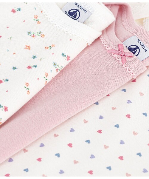 PETIT BATEAU（プチバトー） ベビー服 ロンパース 長袖ボディ3枚組 