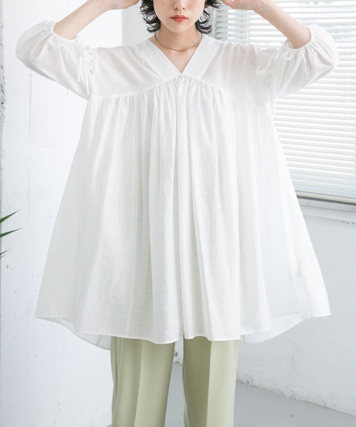 「KBF」 半袖チュニック ONE ベージュ レディース_画像4