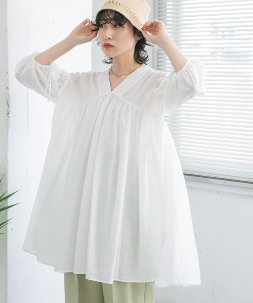 「KBF」 半袖チュニック ONE ベージュ レディース_画像5