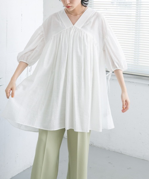 「KBF」 半袖チュニック ONE ベージュ レディース_画像6