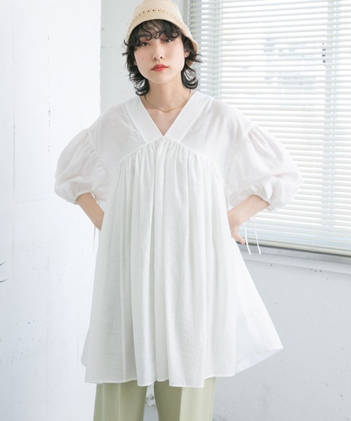 「KBF」 半袖チュニック ONE ベージュ レディース_画像9