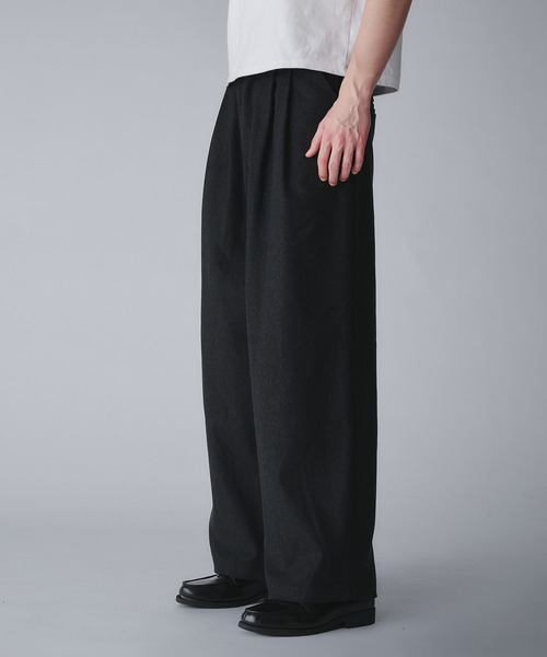 パンツ 2tuck black linen slacks pants 2tuck wide slacks pants / black（2タックワイドスラックス