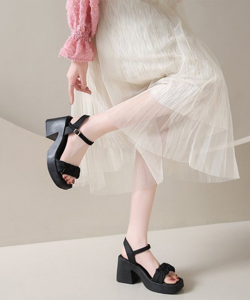 「Miniministore」 ヒールサンダル 24.0cm ブラック レディース_画像3