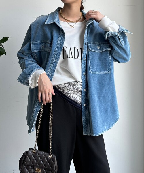 DouDou（ドゥドゥ） ブラウス シャツ 別珍デニムシャツ レディース