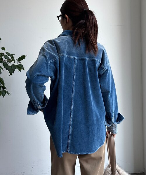 DouDou（ドゥドゥ） ブラウス シャツ 別珍デニムシャツ レディース