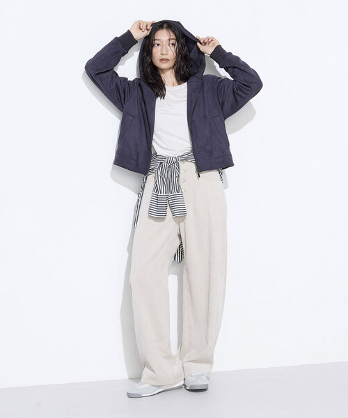 COMME CA Wardrobe ブルゾン アウター ダンボールスエード調 パーカ