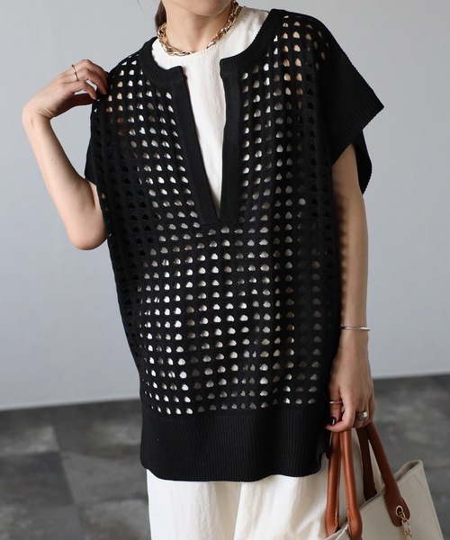 「ap retro」 半袖ニット FREE ブラック レディース_画像5