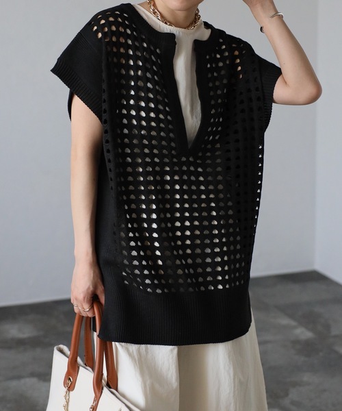 「ap retro」 半袖ニット FREE ブラック レディース_画像6