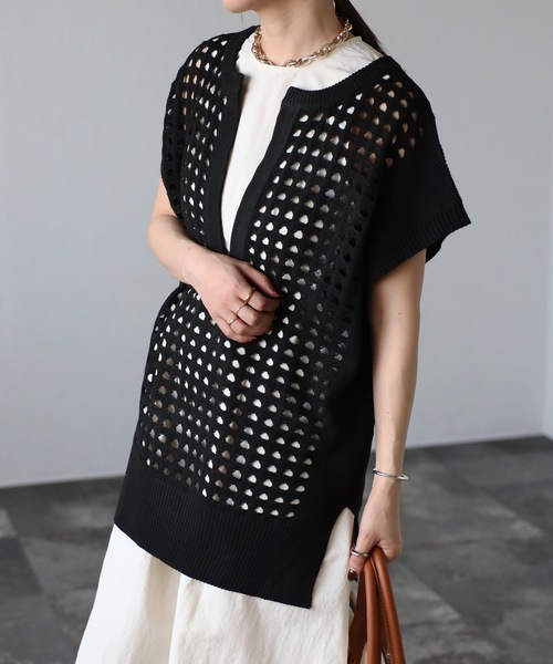 「ap retro」 半袖ニット FREE ブラック レディース_画像7