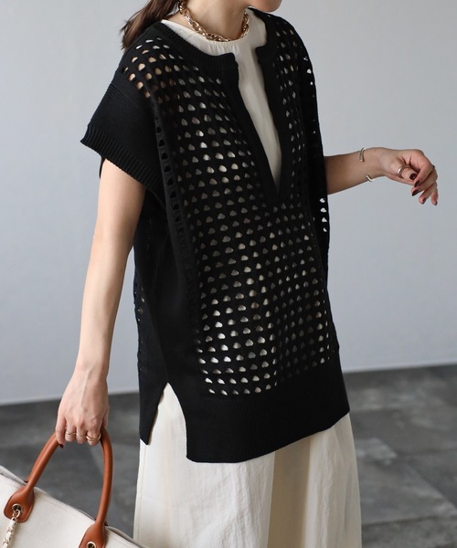 「ap retro」 半袖ニット FREE ブラック レディース_画像8