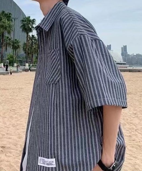 「link lot」 半袖シャツ M ブルー メンズ_画像4