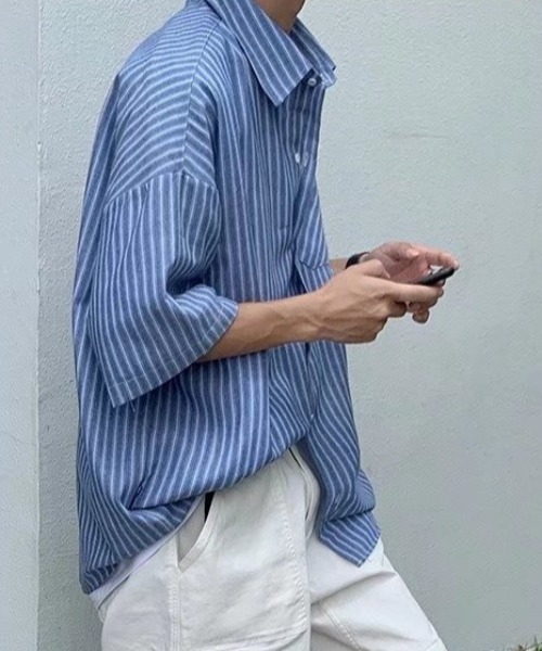 「link lot」 半袖シャツ M ブルー メンズ_画像9