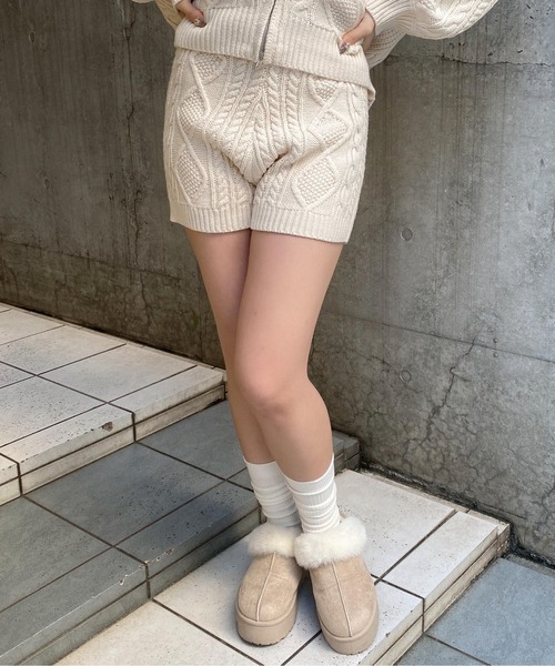 INGNI（イング） パンツ ケーブルニットショートパンツ(セットアップ