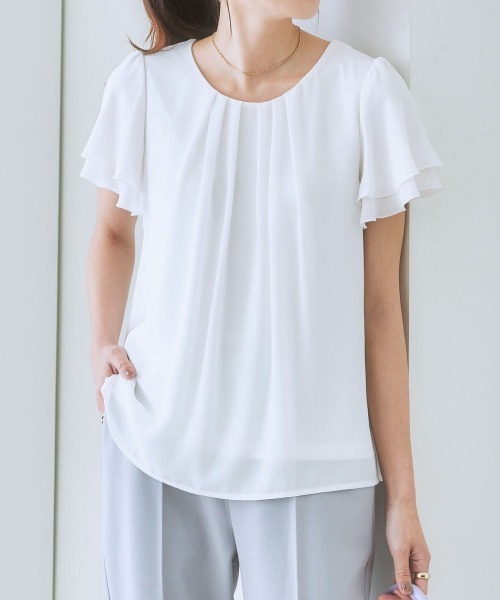 「7days Life Styling」 半袖ブラウス LL ネイビー レディース_画像3
