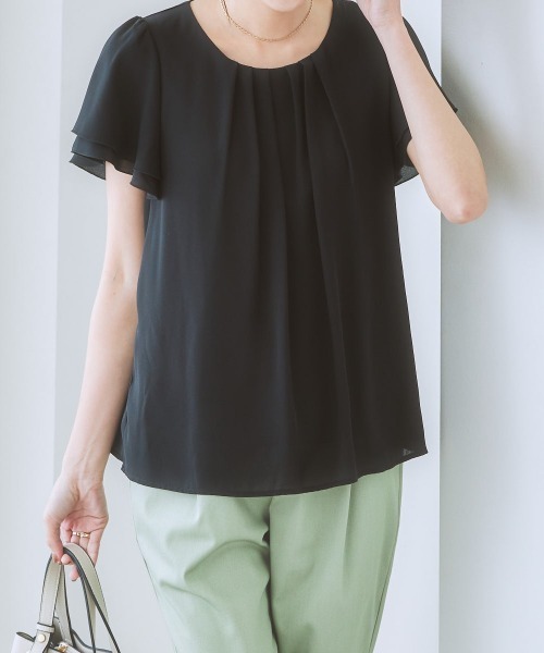 「7days Life Styling」 半袖ブラウス LL ネイビー レディース_画像4