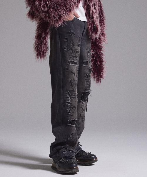 GRANCY ジーンズ 「GRANCY」High Damage Straight Denim Pants / ハイ