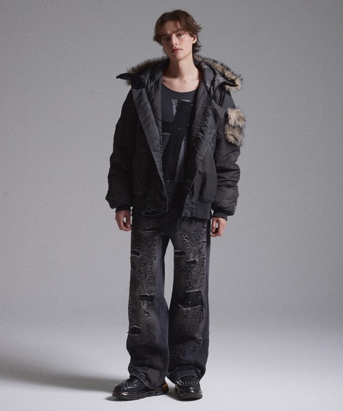GRANCY ジーンズ 「GRANCY」High Damage Straight Denim Pants / ハイ