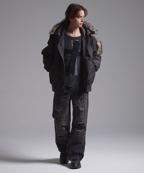 GRANCY ワイドパンツ ジーンズ 「GRANCY」High Damage Straight Denim