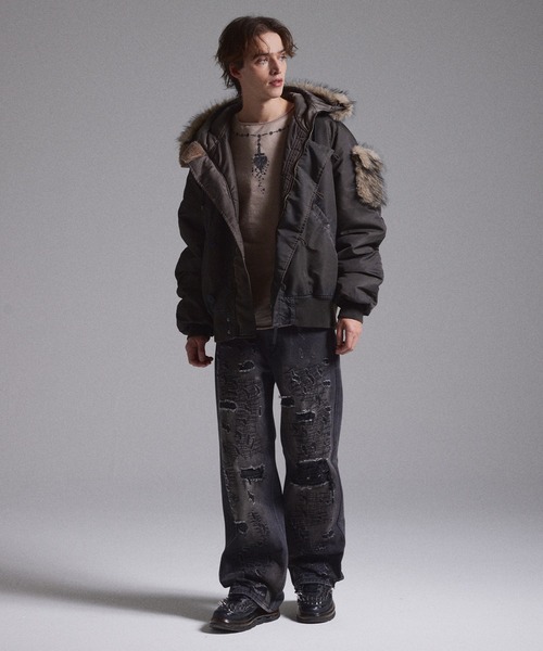 GRANCY ジーンズ 「GRANCY」High Damage Straight Denim Pants / ハイ