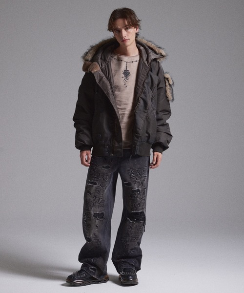 GRANCY ジーンズ 「GRANCY」High Damage Straight Denim Pants / ハイ