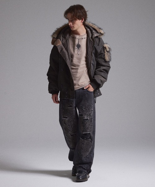GRANCY ジーンズ 「GRANCY」High Damage Straight Denim Pants / ハイ