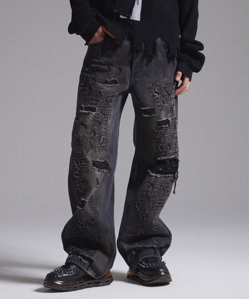GRANCY ジーンズ 「GRANCY」High Damage Straight Denim Pants / ハイ