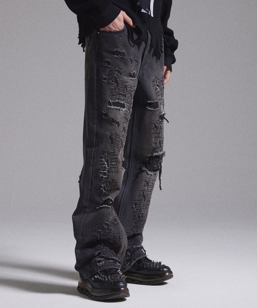 GRANCY ジーンズ 「GRANCY」High Damage Straight Denim Pants / ハイ