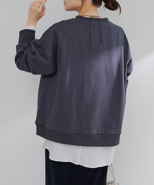 pual ce cin トレーナー スウェット フロッキープリントハーフジップ裏