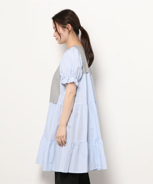 「Rose Tiara」 半袖ワンピース 46 ネイビー レディース_画像2
