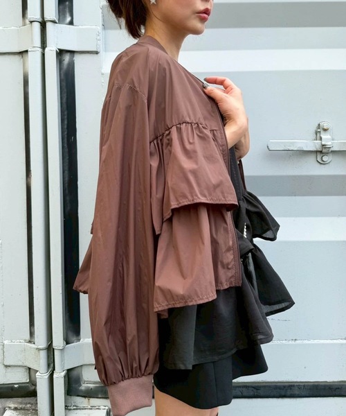 「M y u」 ナイロンブルゾン FREE ブラック レディース_画像4