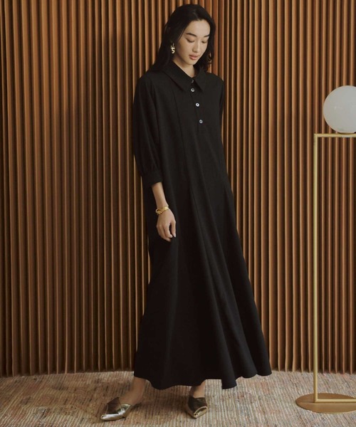 ELFRANK ワンピース 「2026SS」襟付き ロング丈 Aラインワンピース