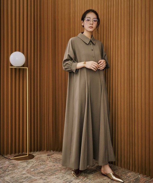 ELFRANK ワンピース 「2026SS」襟付き ロング丈 Aラインワンピース